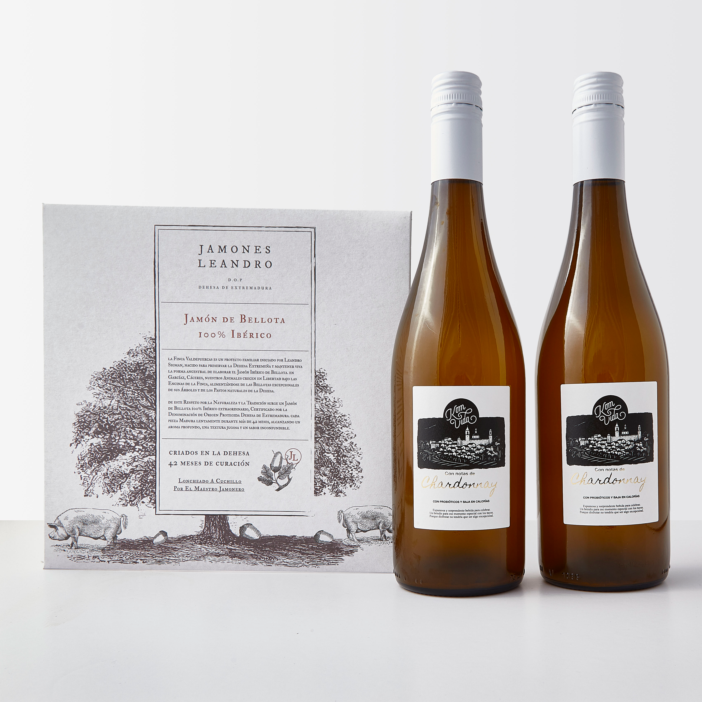 PACK KOMVIDA CHARDONNAY 2 x 750 ml + JAMÓN IBÉRICO