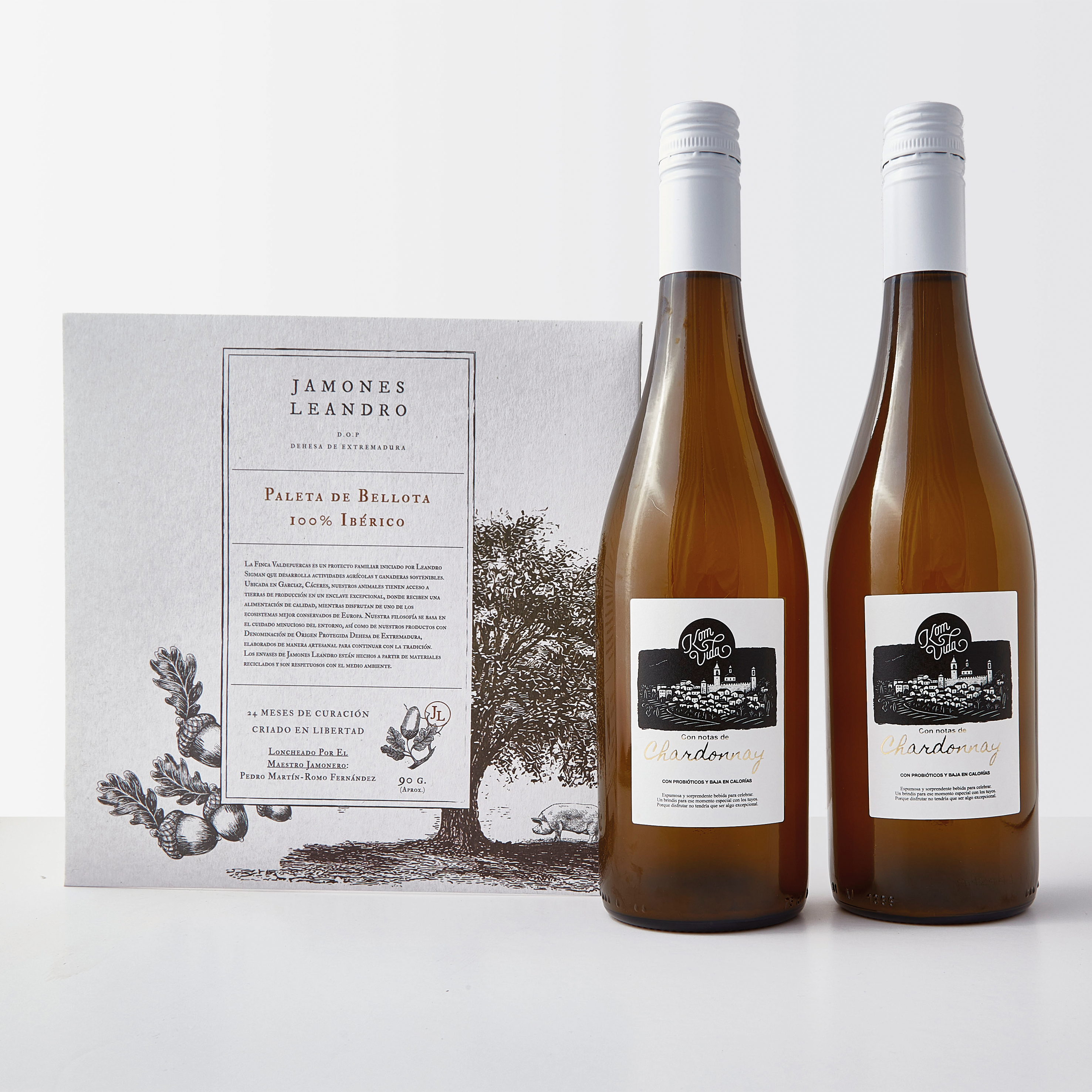PACK KOMVIDA CHARDONNAY 2 x 750 ml + PALETA IBÉRICA