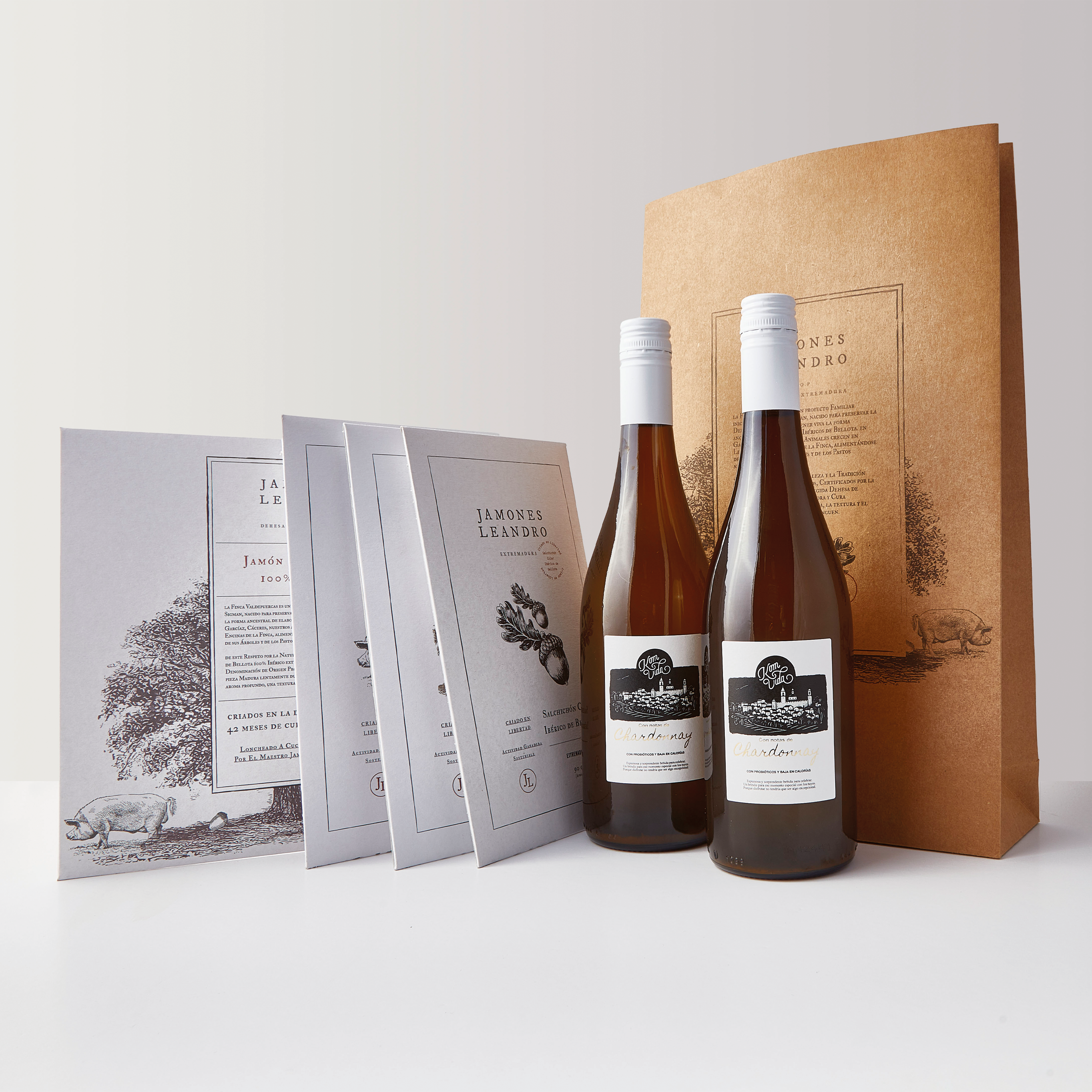 PACK KOMVIDA CHARDONNAY 2 x 750 ml + SURTIDO IBÉRICOS